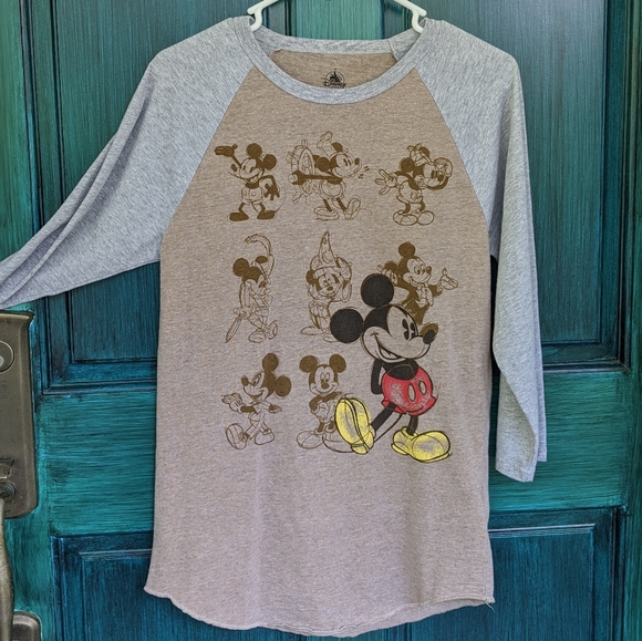 Disney Tops - Mickey Decades Artist Sketch Baseball Tee Shirt